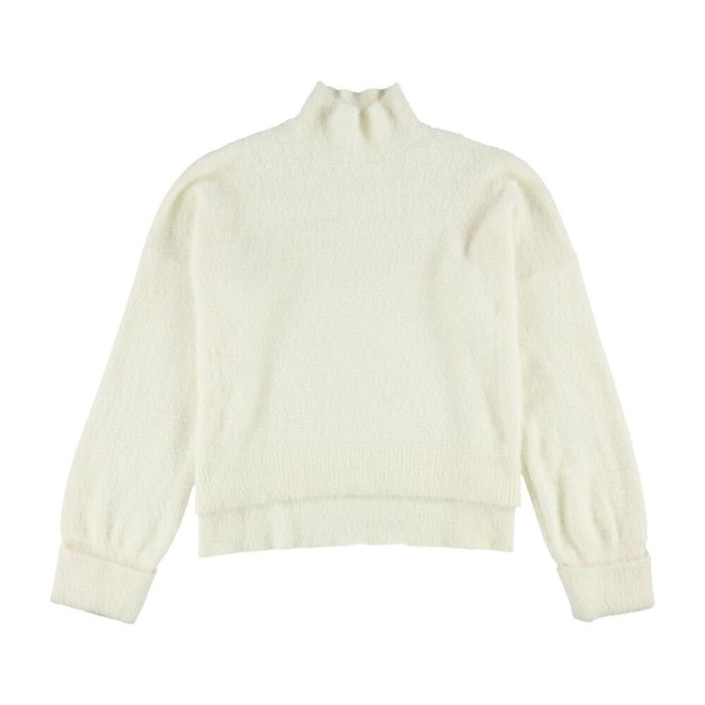 Hippie Rose Womens Eyelash Mock-Neck Pullover Sweater, White, Juniors, L, DM